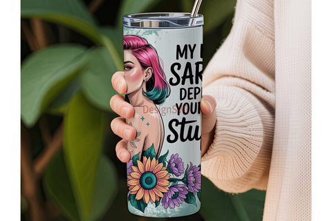 Sassy Sunflower Girl 20oz Tumbler Wrap Sublimation DesignSVG 