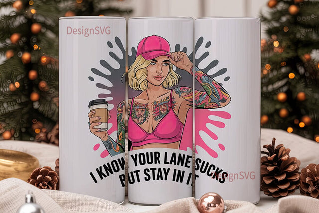 Sassy Tattooed Woman 20oz Tumbler Wrap Sublimation DesignSVG 