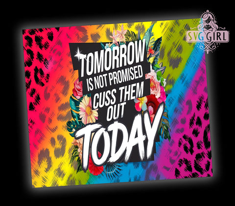 Sassy Tumbler, Sarcastic Quote, 20oz Skinny Tumbler, Sublimation PNG, Funny Gift, Cuss Them Out, Tomorrow Not Promised Sublimation SvggirlplusArt 