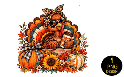 Sassy Turkey PNG, Thanksgiving Sublimation Design, Leopard Bandana Turkey with Sunglasses, Fall Coffee Pumpkin Shirt Design, Instant Download Sublimation Insomnia Std 