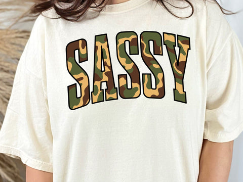 Sassy Varsity Camo Sublimation Design, Trendy College Style Graphic, Camouflage Shirt SVG DesignDestine 
