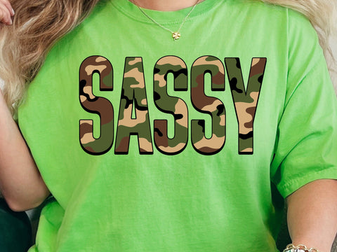 Sassy Varsity Camo Sublimation Design, Trendy College Style Graphic, Camouflage Shirt SVG DesignDestine 