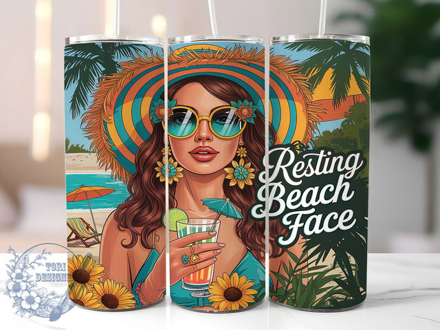 Sassy Waves Resting Beach Face Tumbler, Funny Beach Tumbler, Summer Tumbler Wrap, Sassy Tumbler Design, 20oz Skinny Tumbler, Beach Vibes Sublimation, Women Tumbler PNG Sublimation ToriDesigns 