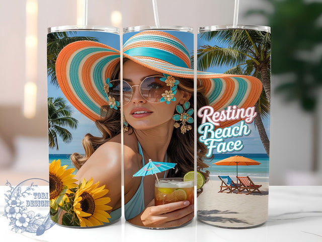 Sassy Waves Resting Beach Face Tumbler, Funny Beach Tumbler, Summer Tumbler Wrap, Sassy Tumbler Design, 20oz Skinny Tumbler, Beach Vibes Sublimation, Women Tumbler PNG Sublimation ToriDesigns 