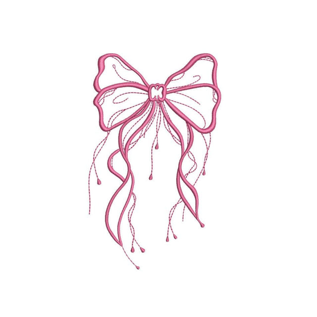 Satin Bow Embroidery Design, Side Bow Ribbon, Pink Bow Girly Coquette Embroidery Design, 4 sizes, Instant Downloads Embroidery/Applique DESIGNS Nino Nadaraia 