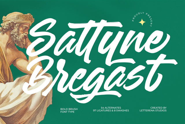 Sattyne Bregast - Bold Brush Font Type Font Letterena Studios 
