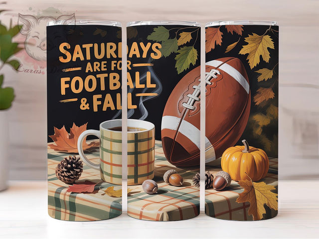Saturday Fall Football Tumbler, Fall Season Wrap, 20oz Sublimation, Game Day Cup, Autumn Football Mug, Football Season Tumbler, Sports Fan Drinkware Sublimation Lara' s Designs 