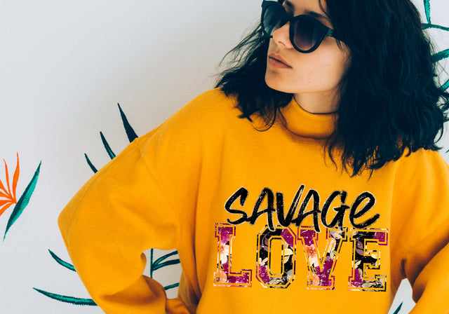 Savage Love Floral PNG | Grunge Typography Design | Edgy Romance Sublimation Art Sublimation Print Perfect Design Shop 