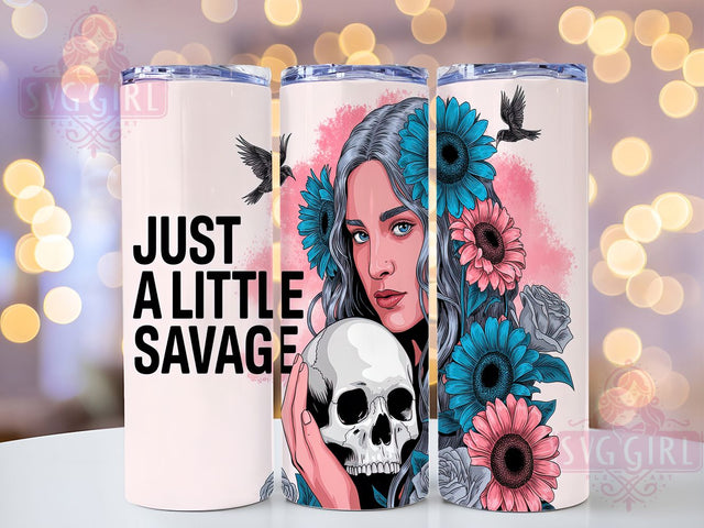 Savage Tattoo Edgy Girl Tumbler, Savage Girl Wrap, 20oz Sublimation, Edgy Girl Cup, Just A Little Savage, Tattoo Art Tumbler, Bold Girl Drinkware Sublimation SvggirlplusArt 