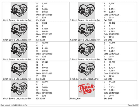 Save a Life Adopt Embroidery Design – Paw Print Heart Pet Adoption Animal Rescue Machine Embroidery File Embroidery/Applique DESIGNS PatternFeed8 
