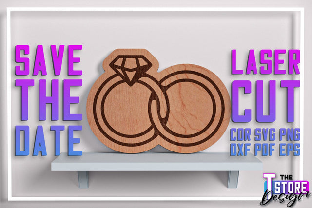 Save the Date Laser Cut | Wedding Laser Cut | Wooden Design | CNC File SVG The T Store Design 