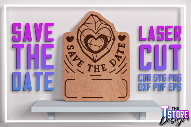 Save the Date Laser Cut | Wedding Laser Cut | Wooden Design | CNC File SVG The T Store Design 
