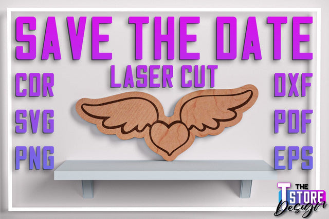 Save the Date Laser Cut | Wedding Laser Cut | Wooden Design | CNC File SVG The T Store Design 