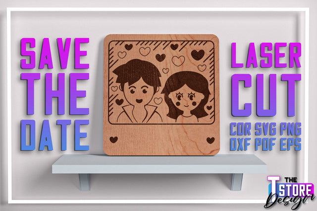 Save the Date Laser Cut | Wedding Laser Cut | Wooden Design | CNC File SVG The T Store Design 