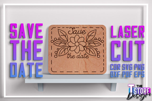 Save the Date Laser Cut | Wedding Laser Cut | Wooden Design | CNC File SVG The T Store Design 