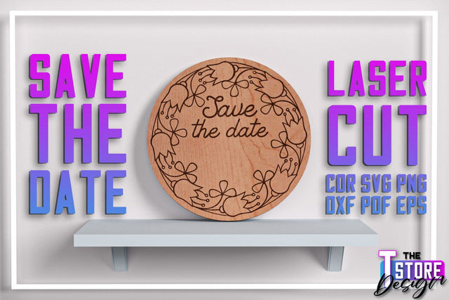 Save the Date Laser Cut | Wedding Laser Cut | Wooden Design | CNC File SVG The T Store Design 