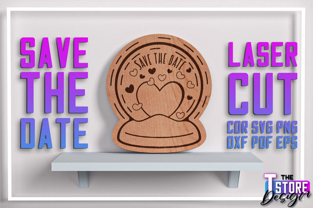 Save the Date Laser Cut | Wedding Laser Cut | Wooden Design | CNC File SVG The T Store Design 