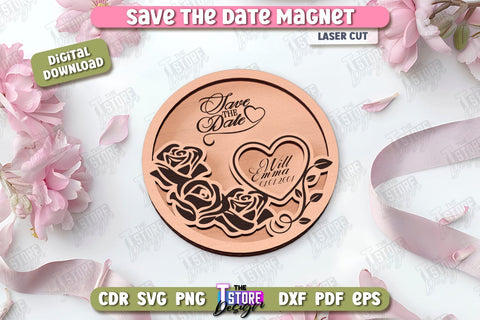 Save the Date Magnet Laser Cut Bundle | Wedding Day | Wedding Invitation | Wedding Magnet Template | CNC Files SVG The T Store Design 