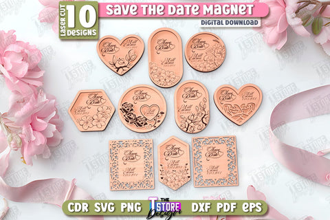 Save the Date Magnet Laser Cut Bundle | Wedding Day | Wedding Invitation | Wedding Magnet Template | CNC Files SVG The T Store Design 
