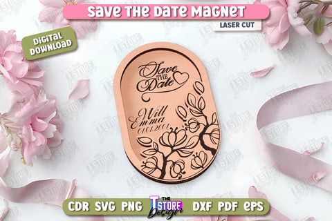 Save the Date Magnet Laser Cut Bundle | Wedding Day | Wedding Invitation | Wedding Magnet Template | CNC Files SVG The T Store Design 