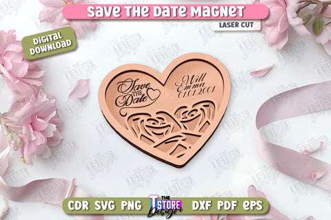 Save the Date Magnet Laser Cut Bundle | Wedding Day | Wedding Invitation | Wedding Magnet Template | CNC Files SVG The T Store Design 