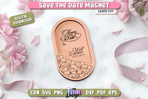 Save the Date Magnet Laser Cut Bundle | Wedding Day | Wedding Invitation | Wedding Magnet Template | CNC Files SVG The T Store Design 