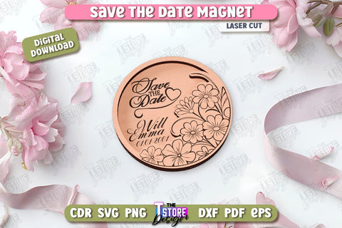 Save the Date Magnet Laser Cut Bundle | Wedding Day | Wedding Invitation | Wedding Magnet Template | CNC Files SVG The T Store Design 