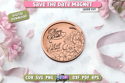 Save the Date Magnet Laser Cut | Wedding Day | Wedding Invitation | Wedding Magnet Template | CNC File SVG The T Store Design 