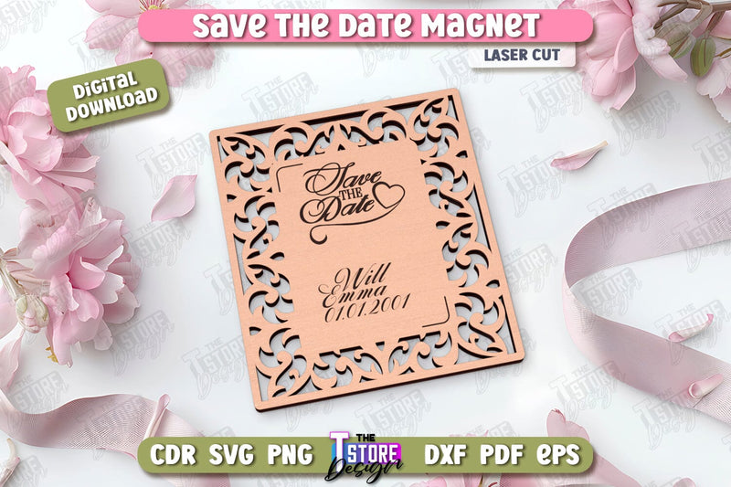 Save the Date Magnet Laser Cut | Wedding Day | Wedding Invitation | Wedding Magnet Template | CNC File SVG The T Store Design 
