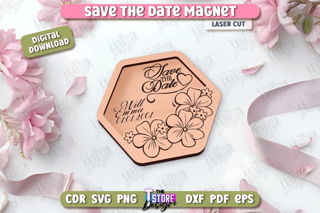 Save the Date Magnet Laser Cut | Wedding Day | Wedding Invitation | Wedding Magnet Template | CNC File SVG The T Store Design 