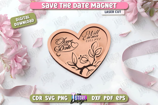 Save the Date Magnet Laser Cut | Wedding Day | Wedding Invitation | Wedding Magnet Template | CNC File SVG The T Store Design 