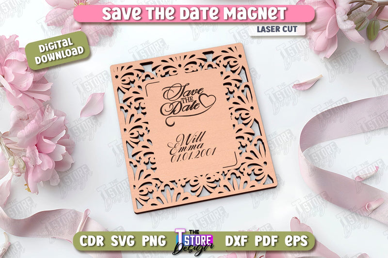 Save the Date Magnet Laser Cut | Wedding Day | Wedding Invitation | Wedding Magnet Template | CNC File SVG The T Store Design 
