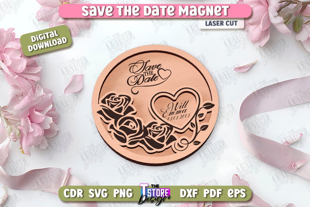Save the Date Magnet Laser Cut | Wedding Day | Wedding Invitation | Wedding Magnet Template | CNC File SVG The T Store Design 