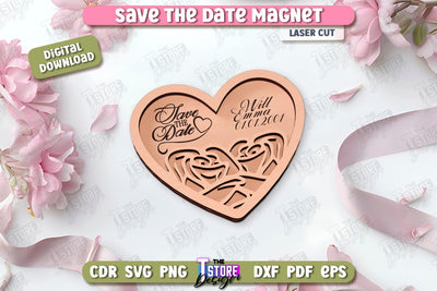 Save the Date Magnet Laser Cut | Wedding Day | Wedding Invitation | Wedding Magnet Template | CNC File SVG The T Store Design 