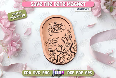 Save the Date Magnet Laser Cut | Wedding Day | Wedding Invitation | Wedding Magnet Template | CNC File SVG The T Store Design 