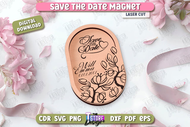 Save the Date Magnet Laser Cut | Wedding Day | Wedding Invitation | Wedding Magnet Template | CNC File SVG The T Store Design 