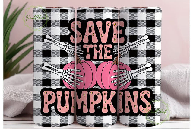 Save The Pumpkins 20oz Tumbler Wrap Sublimation PixelChick 