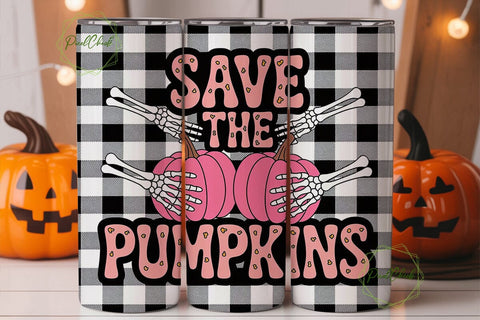 Save The Pumpkins 20oz Tumbler Wrap Sublimation PixelChick 