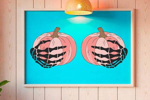 Save The Pumpkins Svg, Breast Cancer Awareness Svg, Pink Pumpkins with Skeleton Hands Svg, Skeleton Hands Breast Cancer Svg SVG DesignDestine 