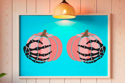 Save The Pumpkins Svg, Breast Cancer Awareness Svg, Pink Pumpkins with Skeleton Hands Svg, Skeleton Hands Breast Cancer Svg SVG DesignDestine 
