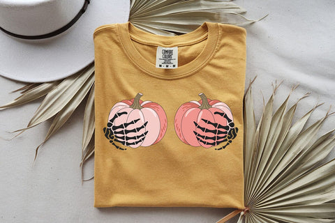 Save The Pumpkins Svg, Breast Cancer Awareness Svg, Pink Pumpkins with Skeleton Hands Svg, Skeleton Hands Breast Cancer Svg SVG DesignDestine 