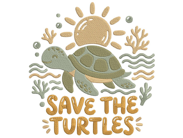 Save The Turtles Embroidery Design Embroidery/Applique DESIGNS designartist 