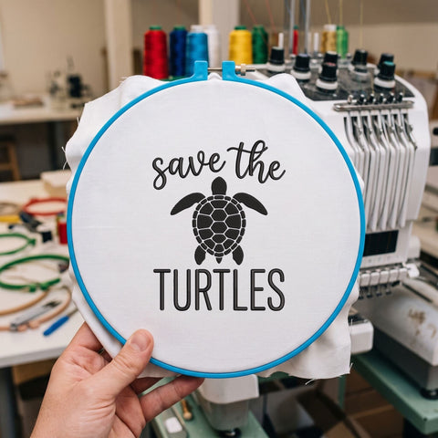 Save the Turtles Embroidery Design – Sea Turtle Ocean Conservation Wildlife Machine Embroidery File Embroidery/Applique DESIGNS PatternFeed8 