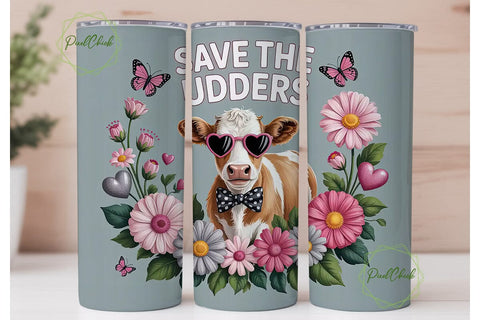 Save The Udders 20oz Tumbler Wrap Sublimation PixelChick 
