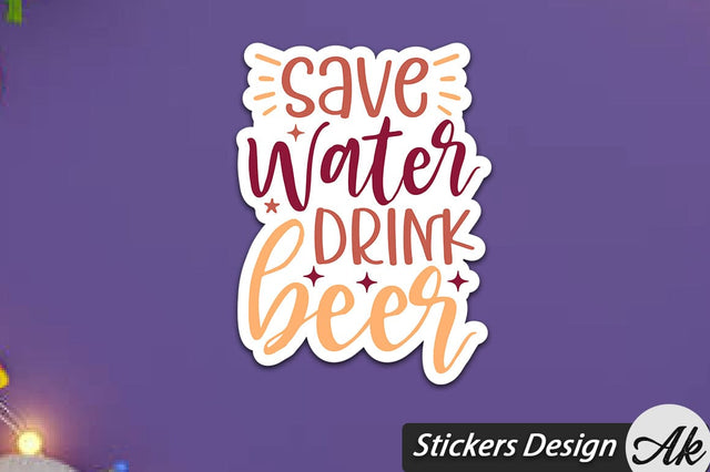 Save Water Drink Beer Stickers Design SVG akazaddesign 
