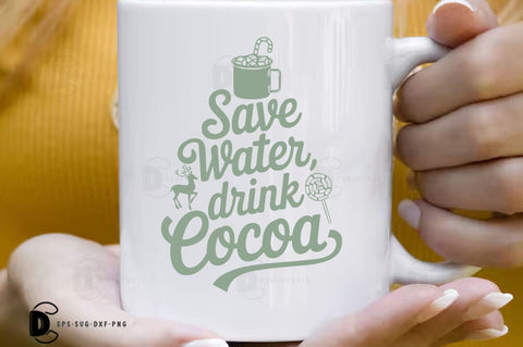Save Water Drink Cocoa, Christmas Quote SVG T-shirt SVG FiveStarCrafting 