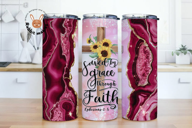 Saved by Grace 20oz Skinny Tumbler Sublimation Design Templates Sublimation Rabbitmakies 