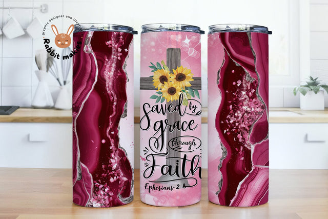 Saved by Grace 20oz Skinny Tumbler Sublimation Design Templates Sublimation Rabbitmakies 