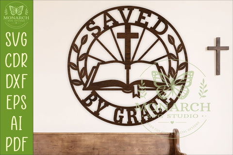 Saved By Grace SVG, Christian Wall Sign Laser Cut File Faith SVG APInspireddesigns 