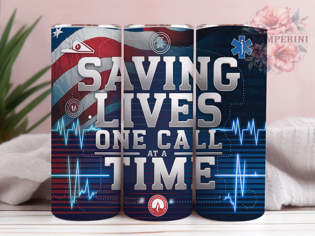 Saving Lives One Call at a Time Tumbler, 911 Operator Tumbler, First Responder Tumbler, Emergency Services Tumbler, Hero Tumbler, 20oz Sublimation Wrap, Thin Gold Line Tumbler Sublimation Li Zamperini 